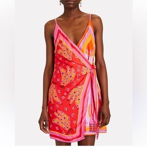 FARM Rio Red and Pink Mini Dress